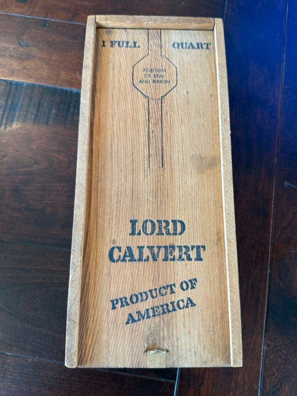 Vintage Lord Calvert Whiskey Wood Full Quart Shipping Dovetail Box